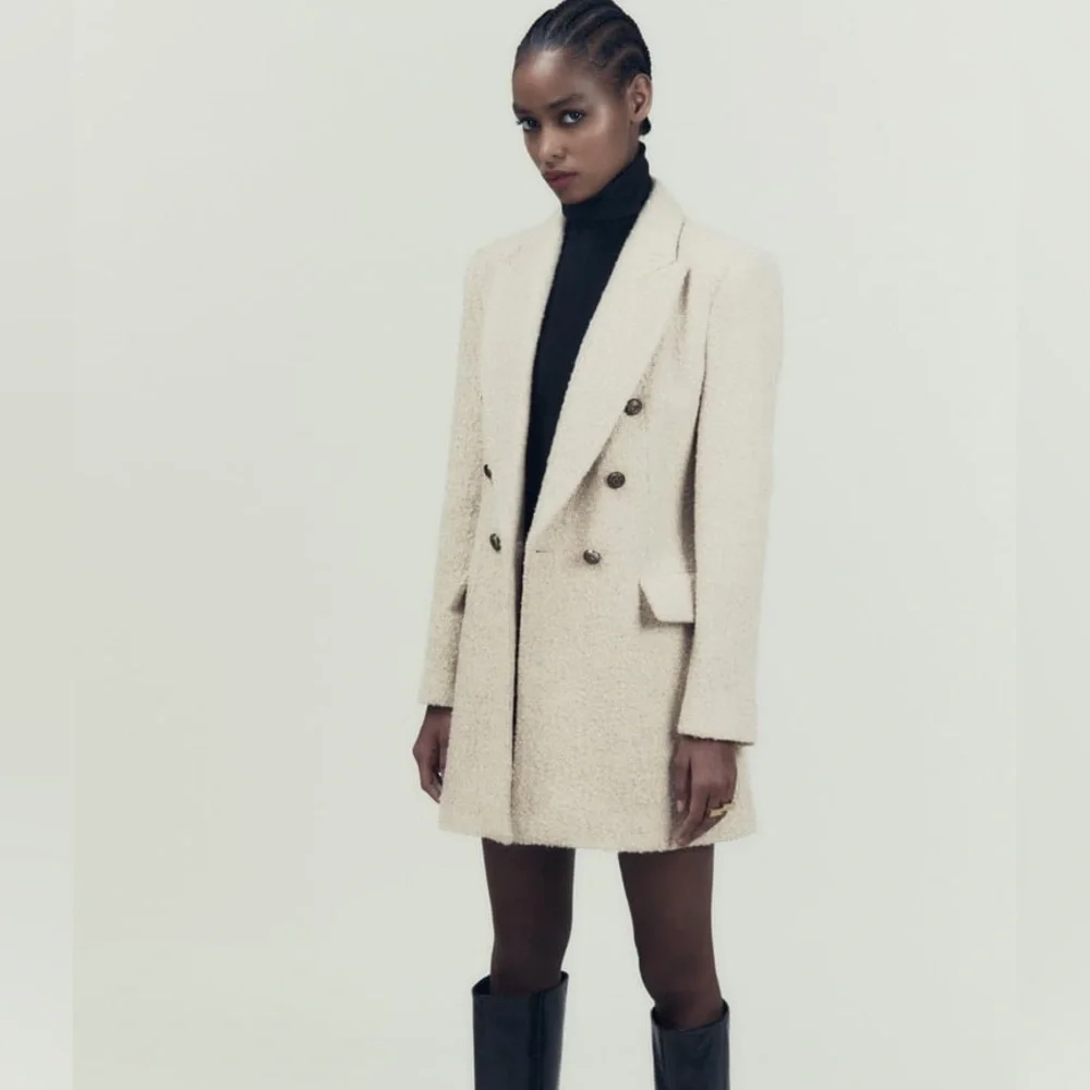 Zara Longline Wool Blend Bouclé Blazer - Picture 11 of 17